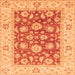 Square Machine Washable Oriental Orange Traditional Area Rugs, wshabs3882org