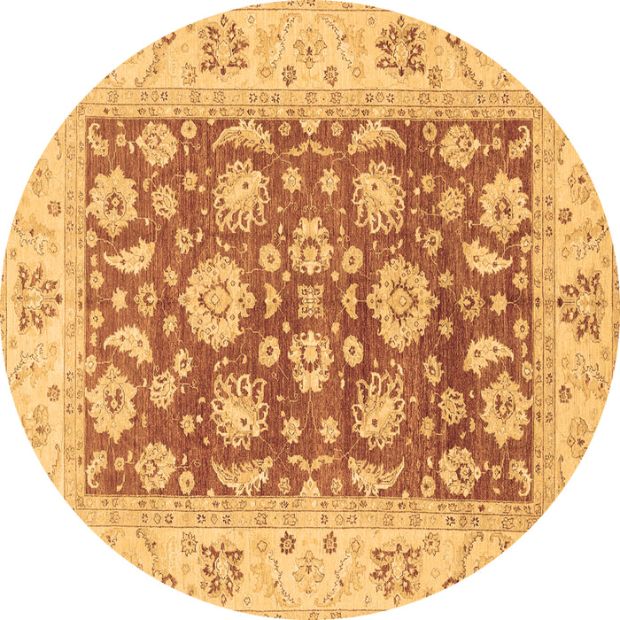Round Machine Washable Oriental Brown Traditional Rug, wshabs3882brn