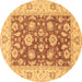 Round Oriental Brown Traditional Rug, abs3882brn