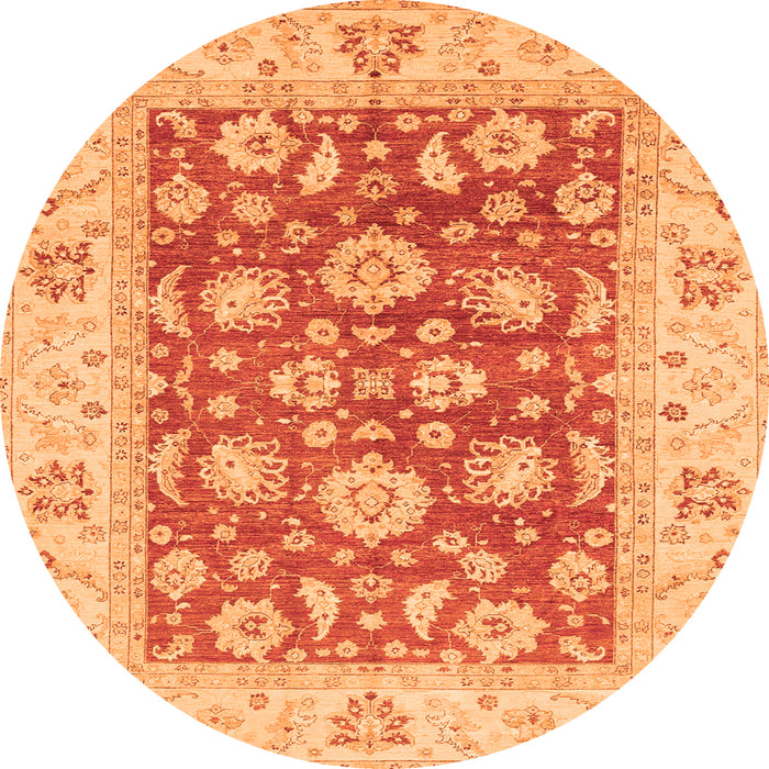 Round Oriental Orange Traditional Rug, abs3882org