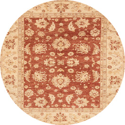 Round Machine Washable Abstract Bright Orange Rug, wshabs3882