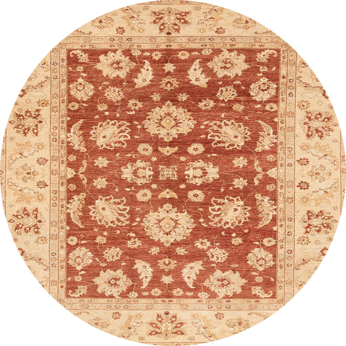 Round Machine Washable Abstract Bright Orange Rug, wshabs3882