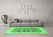Machine Washable Oriental Emerald Green Traditional Area Rugs in a Living Room,, wshabs3882emgrn