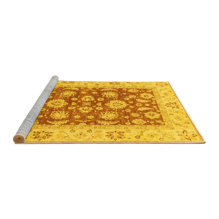 Sideview of Machine Washable Oriental Yellow Traditional Rug, wshabs3882yw