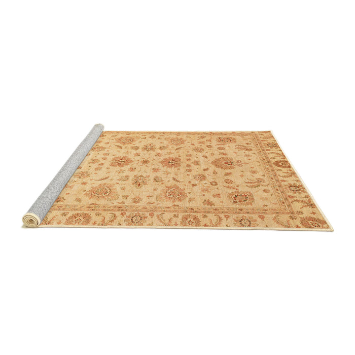 Sideview of Machine Washable Abstract Chrome Gold Yellow Rug, wshabs3883