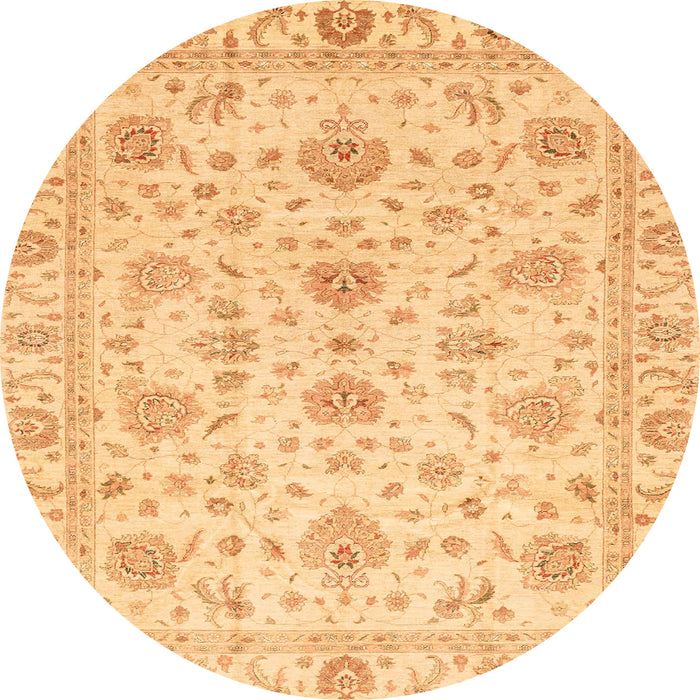 Round Machine Washable Abstract Chrome Gold Yellow Rug, wshabs3883