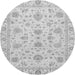 Round Machine Washable Oriental Gray Traditional Rug, wshabs3883gry