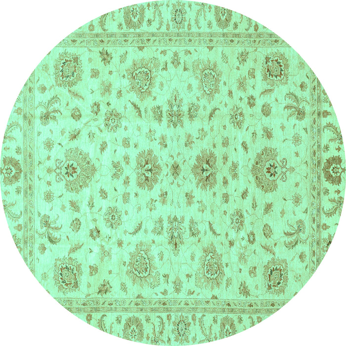 Round Oriental Turquoise Traditional Rug, abs3883turq