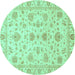 Round Oriental Turquoise Traditional Rug, abs3883turq