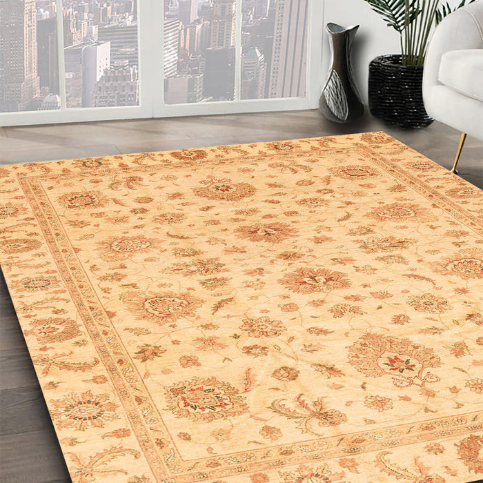 Machine Washable Abstract Chrome Gold Yellow Rug in a Family Room, wshabs3883