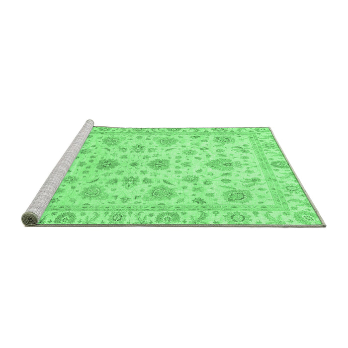 Sideview of Machine Washable Oriental Emerald Green Traditional Area Rugs, wshabs3883emgrn