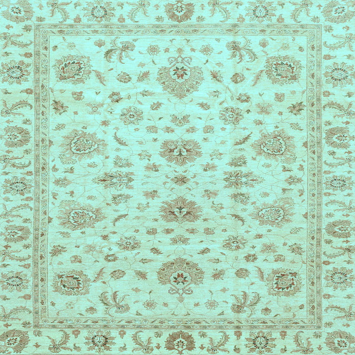 Square Machine Washable Oriental Light Blue Traditional Rug, wshabs3883lblu