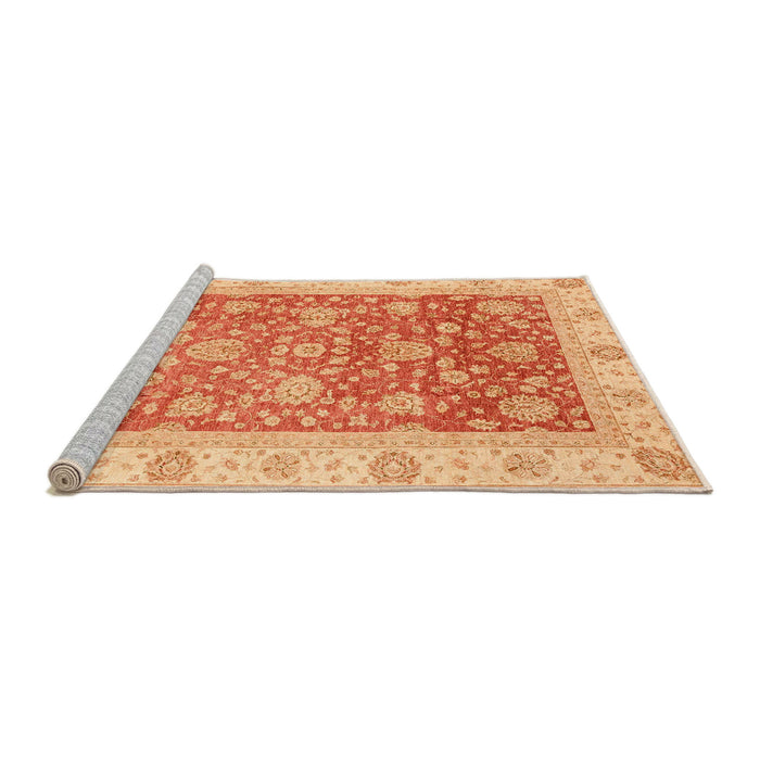 Sideview of Machine Washable Abstract Orange Red Rug, wshabs3884