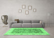 Machine Washable Oriental Emerald Green Traditional Area Rugs in a Living Room,, wshabs3884emgrn