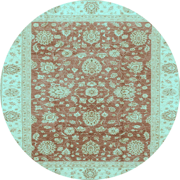 Round Oriental Light Blue Traditional Rug, abs3884lblu