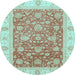 Round Oriental Light Blue Traditional Rug, abs3884lblu