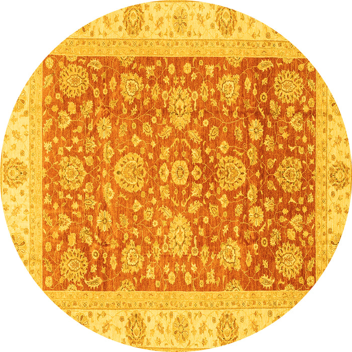 Round Oriental Yellow Traditional Rug, abs3884yw