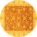 Round Oriental Yellow Traditional Rug, abs3884yw