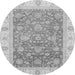 Round Machine Washable Oriental Gray Traditional Rug, wshabs3884gry