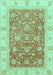 Machine Washable Oriental Turquoise Traditional Area Rugs, wshabs3884turq