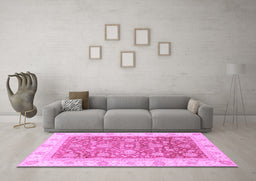 Machine Washable Oriental Purple Traditional Area Rugs in a Living Room, wshabs3884pur