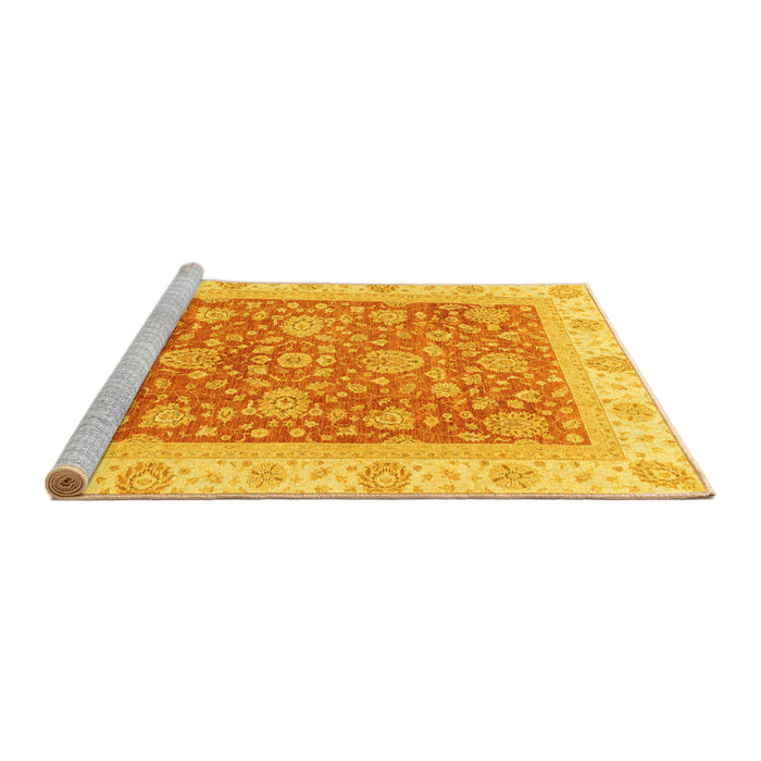 Sideview of Machine Washable Oriental Yellow Traditional Rug, wshabs3884yw