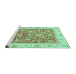 Sideview of Machine Washable Oriental Turquoise Traditional Area Rugs, wshabs3884turq