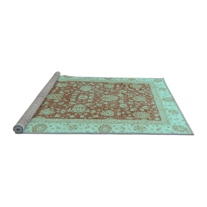 Sideview of Machine Washable Oriental Light Blue Traditional Rug, wshabs3884lblu