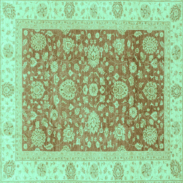 Square Machine Washable Oriental Turquoise Traditional Area Rugs, wshabs3884turq