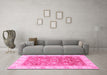 Machine Washable Oriental Pink Traditional Rug in a Living Room, wshabs3884pnk