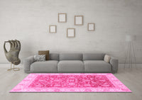 Machine Washable Oriental Pink Traditional Rug, wshabs3884pnk