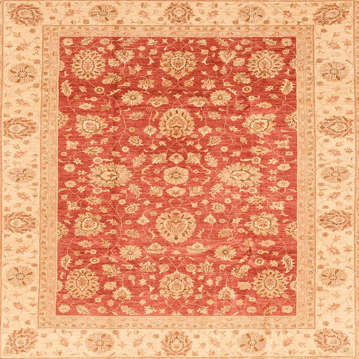 Square Abstract Orange Red Oriental Rug, abs3884