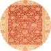 Round Abstract Orange Red Oriental Rug, abs3884