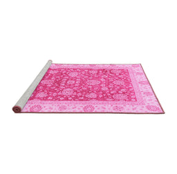 Sideview of Machine Washable Oriental Pink Traditional Rug, wshabs3884pnk