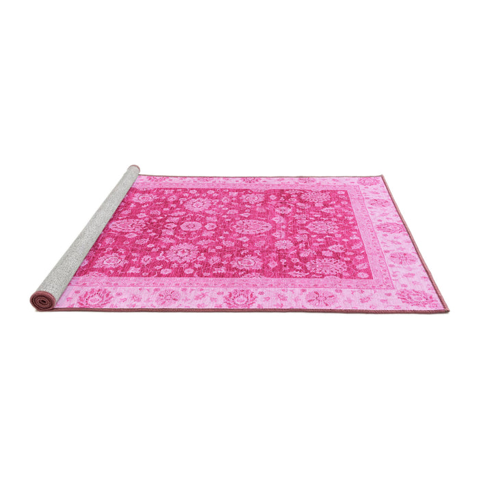 Sideview of Machine Washable Oriental Pink Traditional Rug, wshabs3884pnk