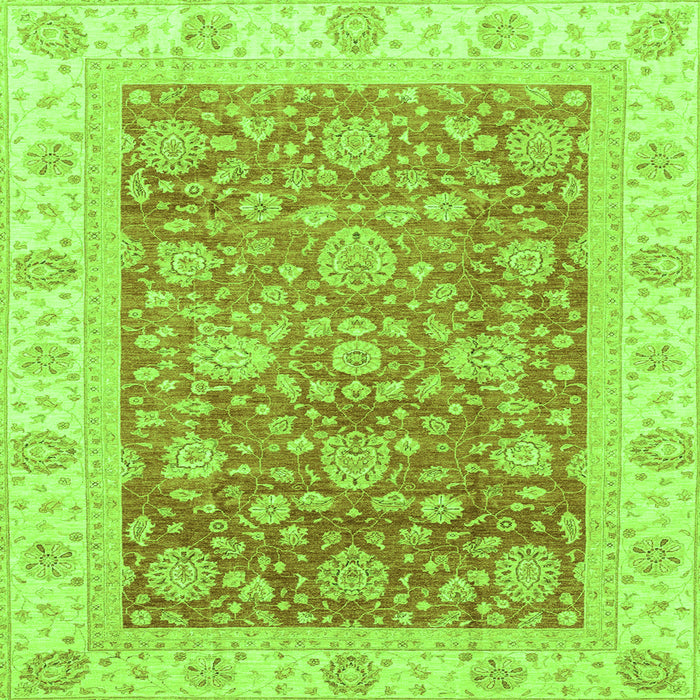 Square Machine Washable Oriental Green Traditional Area Rugs, wshabs3884grn
