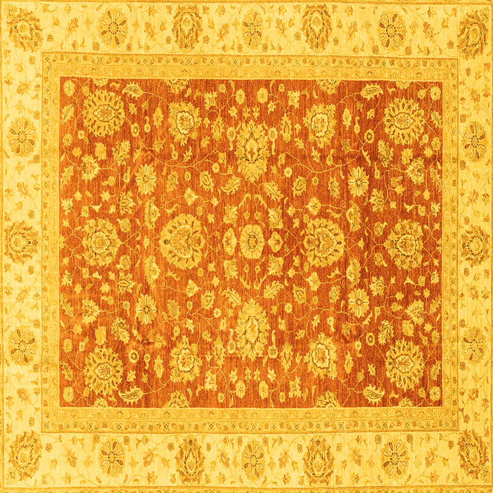 Square Machine Washable Oriental Yellow Traditional Rug, wshabs3884yw