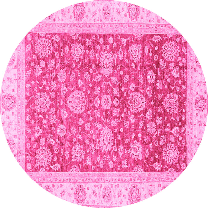 Round Oriental Pink Traditional Rug, abs3884pnk