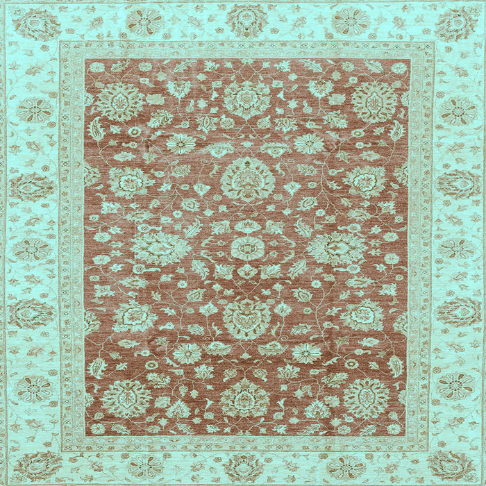 Square Machine Washable Oriental Light Blue Traditional Rug, wshabs3884lblu