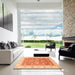 Square Machine Washable Abstract Orange Red Rug in a Living Room, wshabs3884