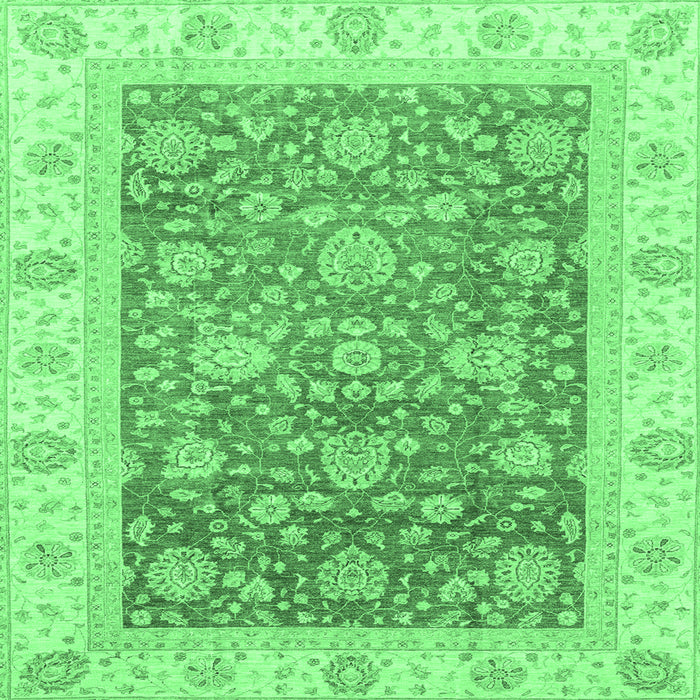Square Machine Washable Oriental Emerald Green Traditional Area Rugs, wshabs3884emgrn