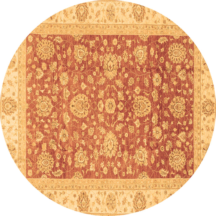 Round Machine Washable Oriental Brown Traditional Rug, wshabs3884brn