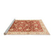 Sideview of Machine Washable Abstract Orange Red Rug, wshabs3885