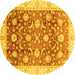 Round Oriental Yellow Traditional Rug, abs3885yw