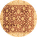 Round Oriental Brown Traditional Rug, abs3885brn