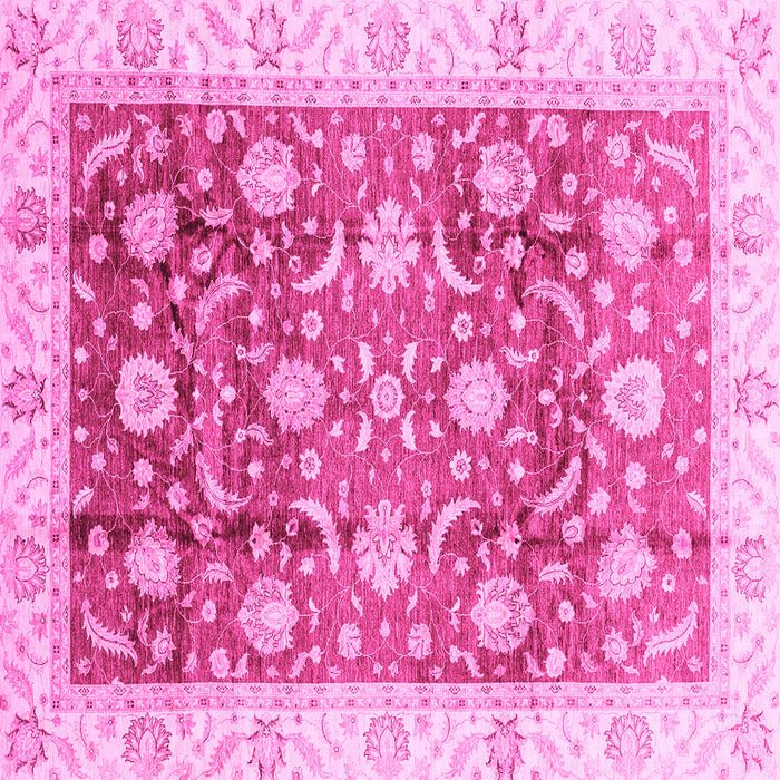 Square Machine Washable Oriental Pink Traditional Rug, wshabs3885pnk