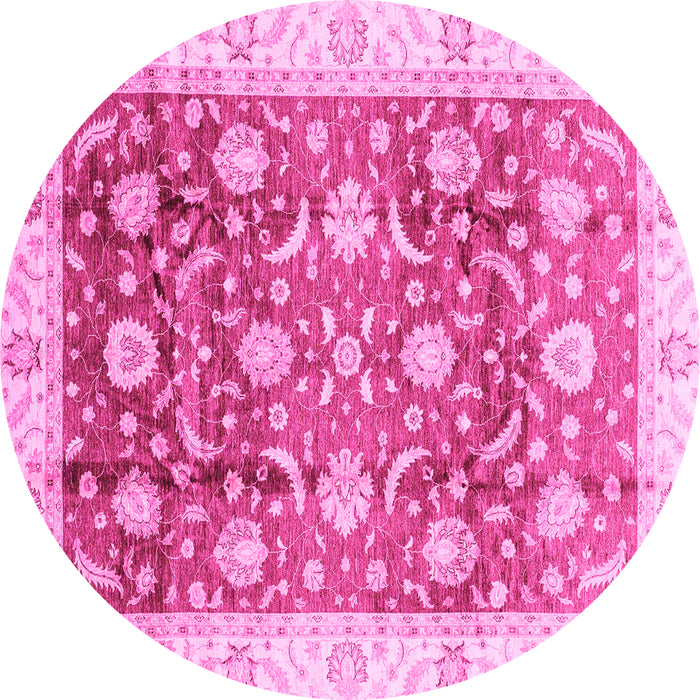 Round Oriental Pink Traditional Rug, abs3885pnk