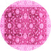 Round Oriental Pink Traditional Rug, abs3885pnk