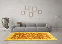 Machine Washable Oriental Yellow Traditional Rug, wshabs3885yw