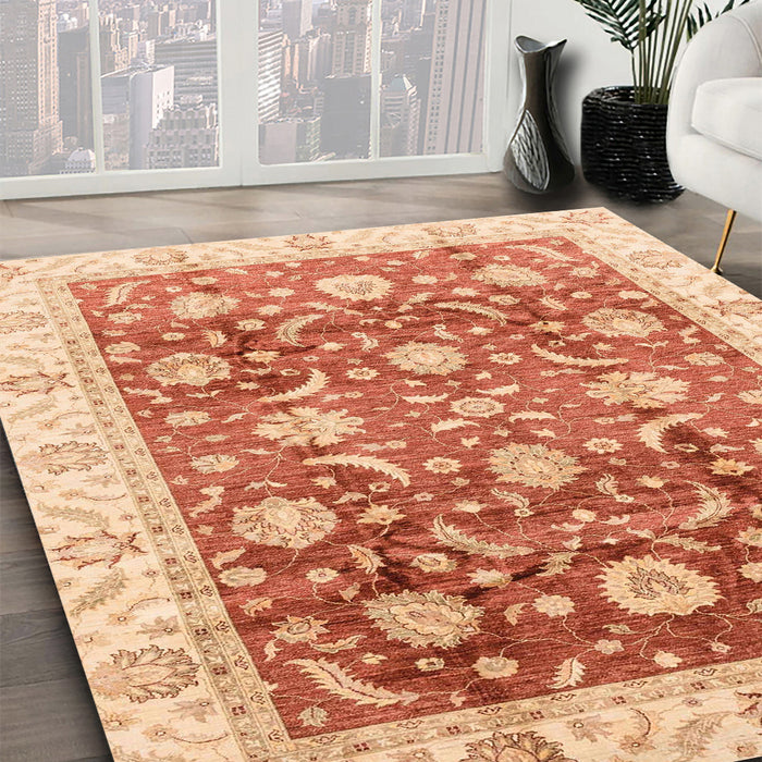 Machine Washable Abstract Orange Red Rug in a Family Room, wshabs3885